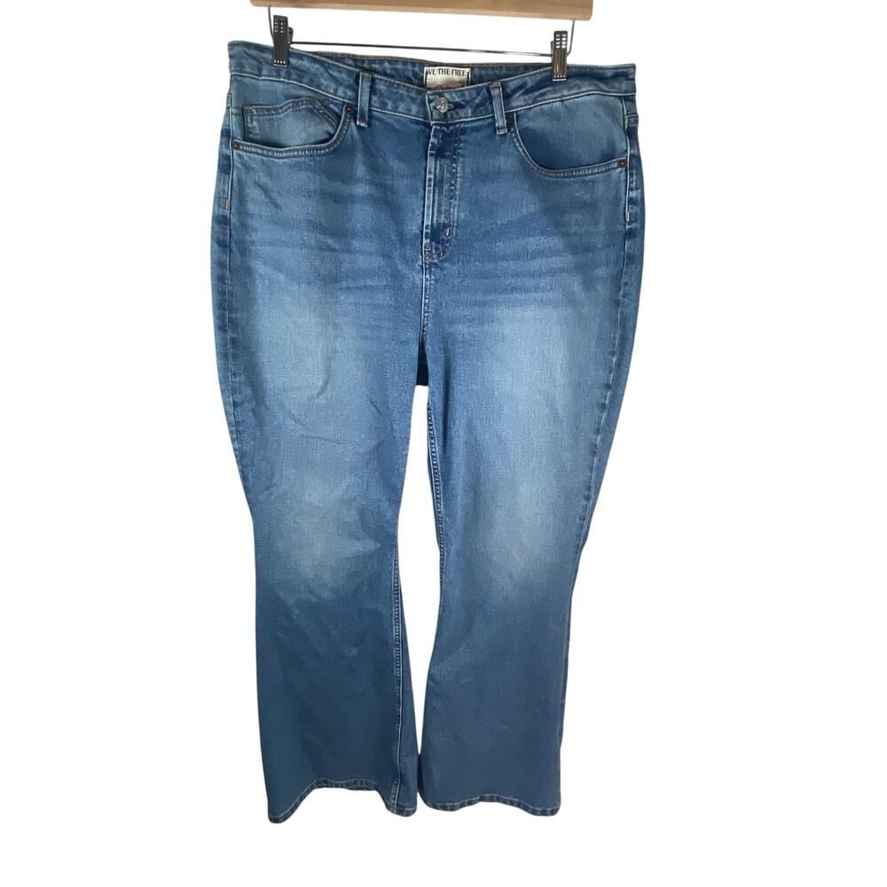 We The Free Jeans Womens 35 Blue CRVY Vintage High Rise Flare Stretch Denim